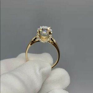 Solid 14k gold 2 carats moissanite ring(g0432)
